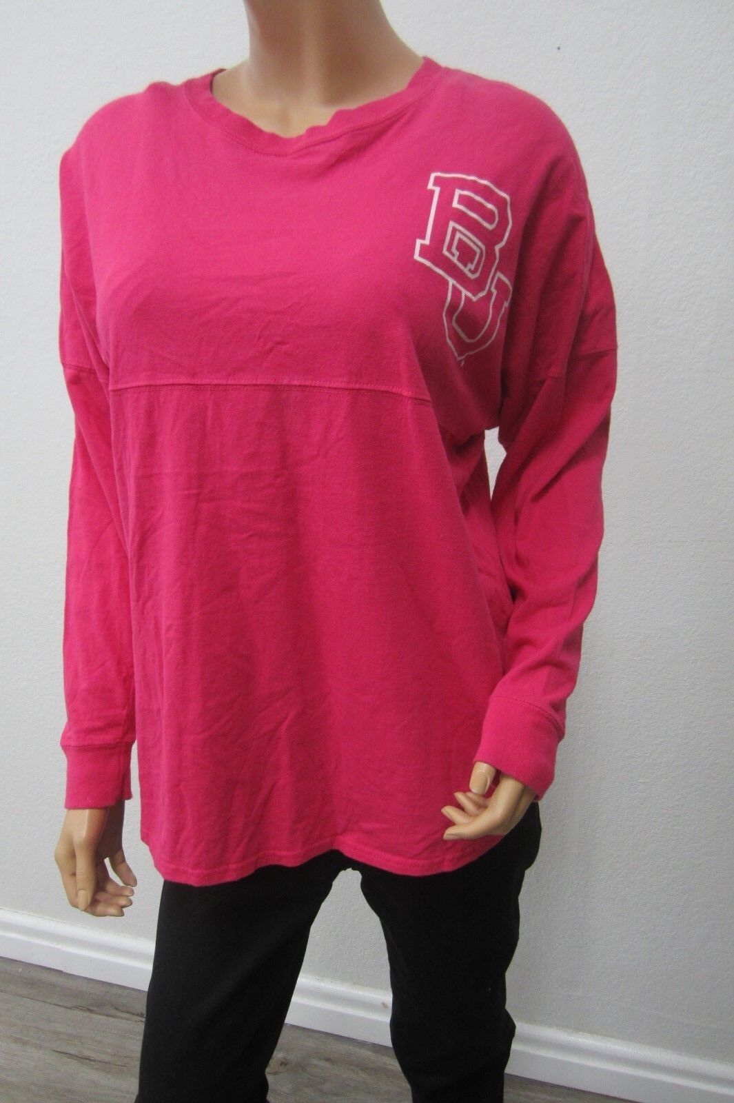 *VINTAGE*  Baylor University J.American Pink  Solid Cotton Long Sleeve Sz XS