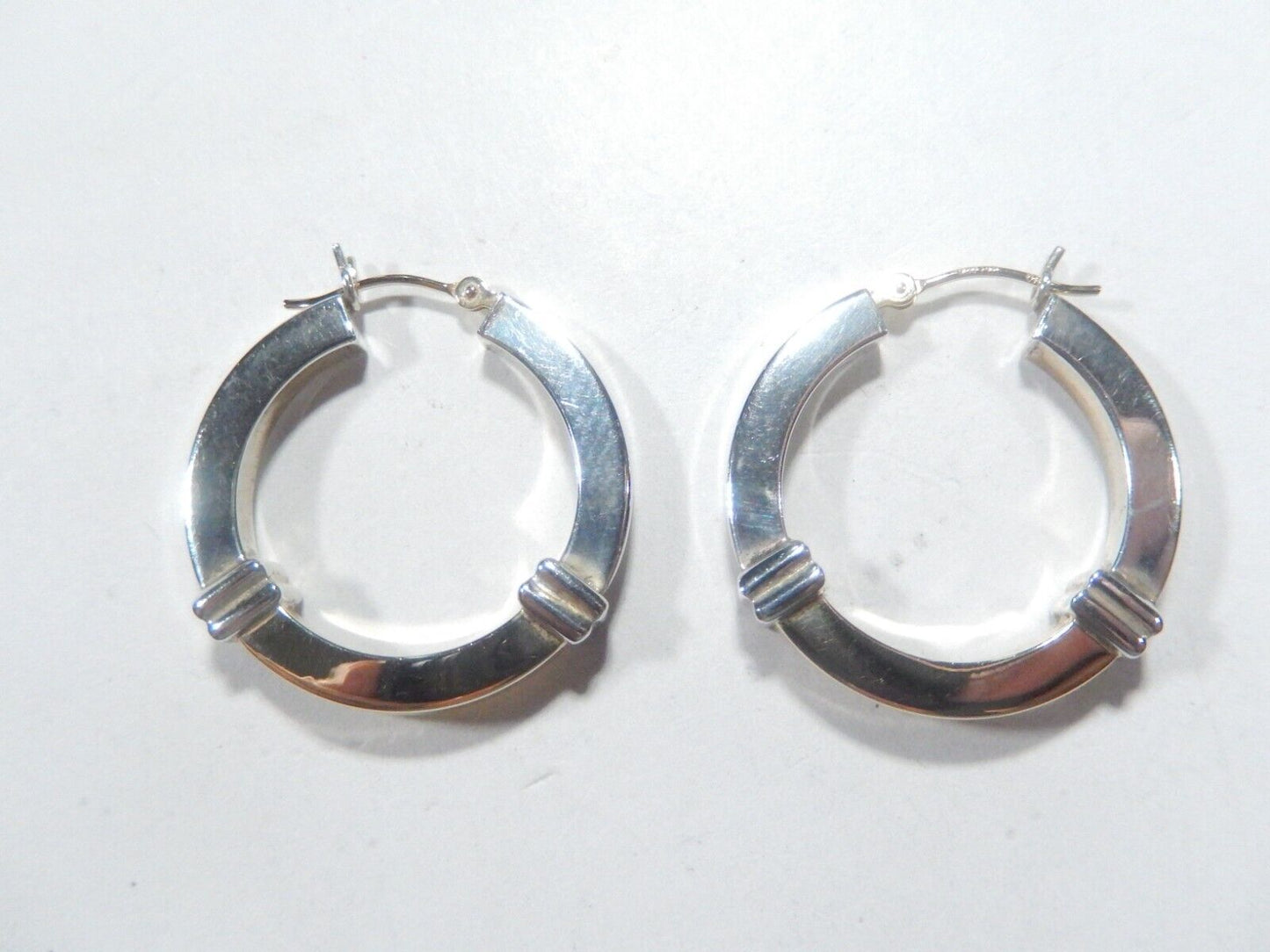 *VINTAGE*   14K Yellow Gold and 925 Sterling Silver Hoop Earrings 25mm