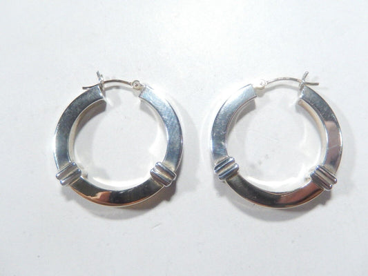 *VINTAGE*   14K Yellow Gold and 925 Sterling Silver Hoop Earrings 25mm