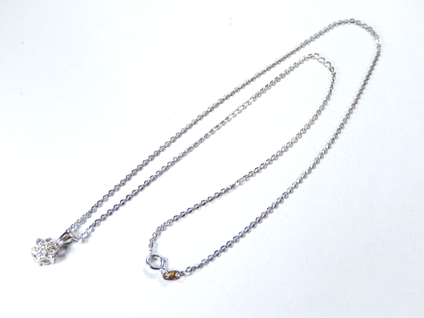 *VINTAGE*  14k White Gold Seven Stone Natural Diamond Pendant w/18" chain