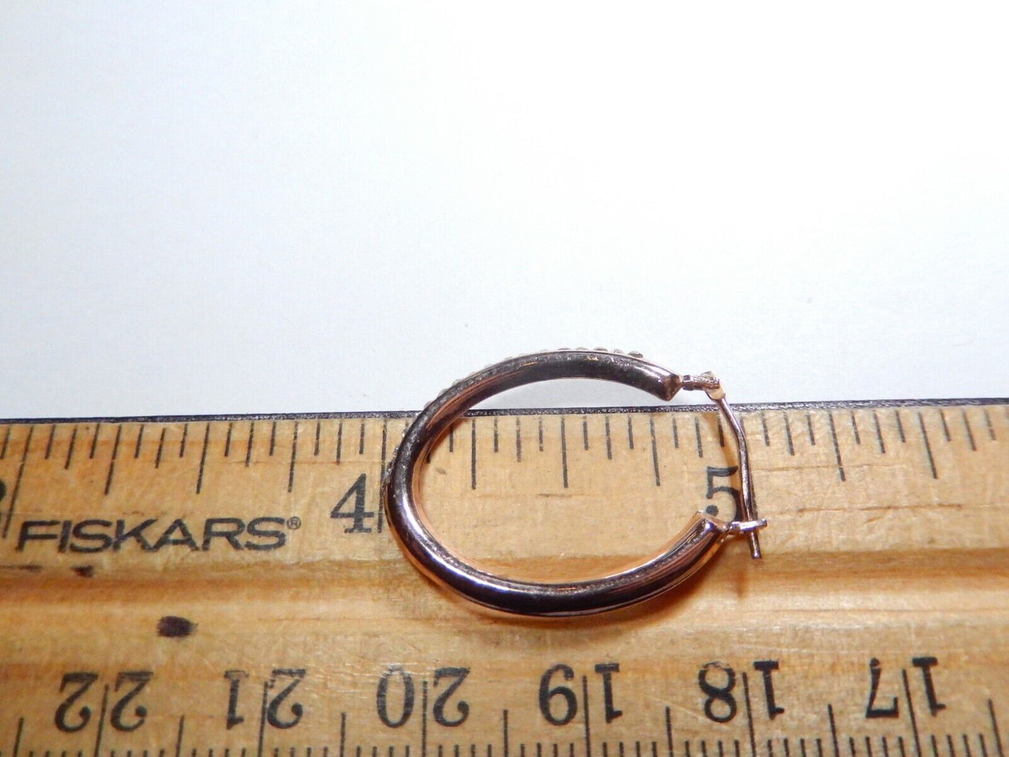 Sterling/14K Rose Gold clad 1" Channel Set CZ Hoop Earrings
