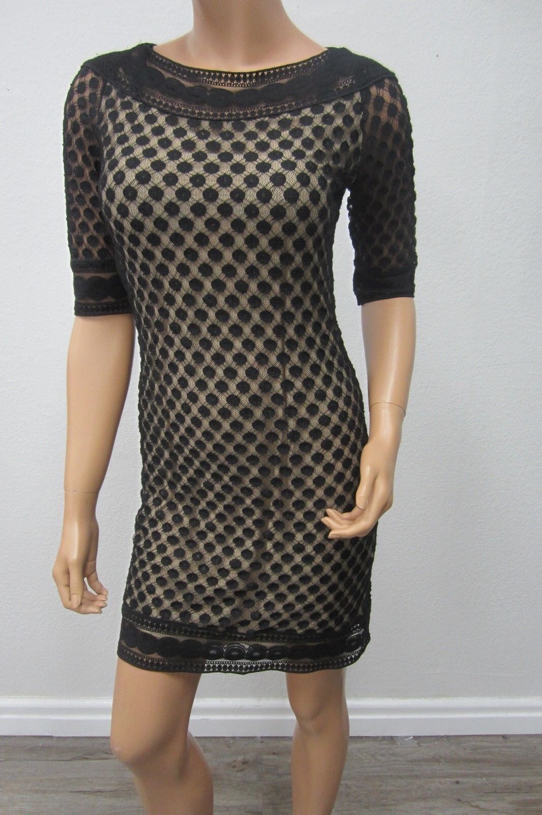 NWT M.S.S.P. Casual A Line Black Dress Size XS See Through