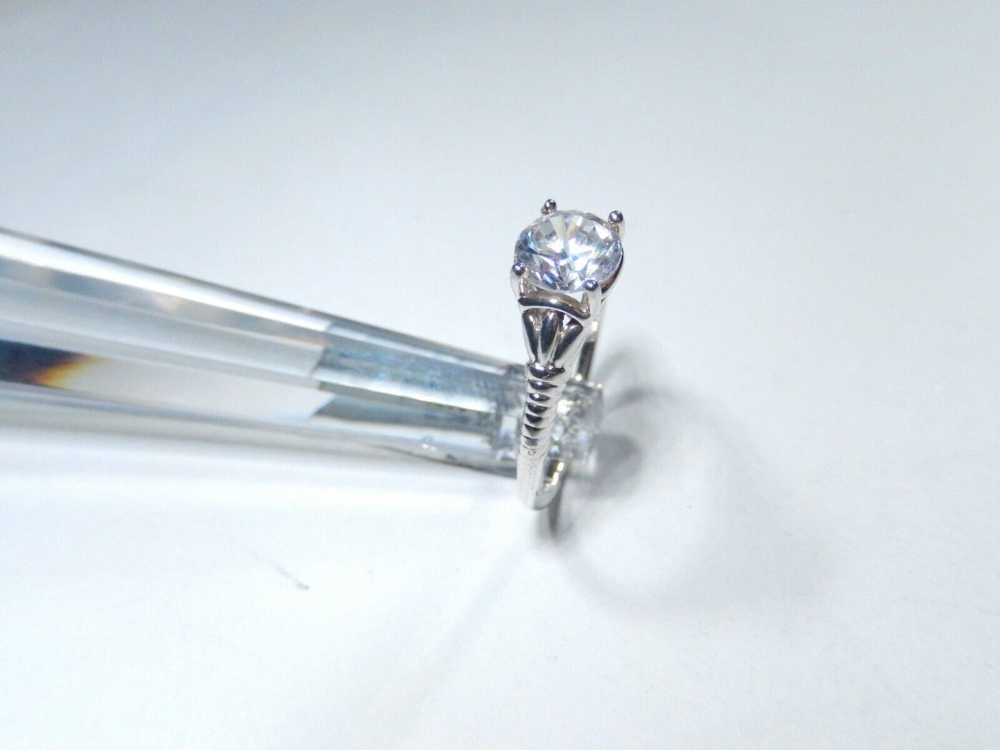 *VINTAGE* Sterling Silver Victorian Art Deco Style 1.25 CT  CZ Wedding Ring sz8