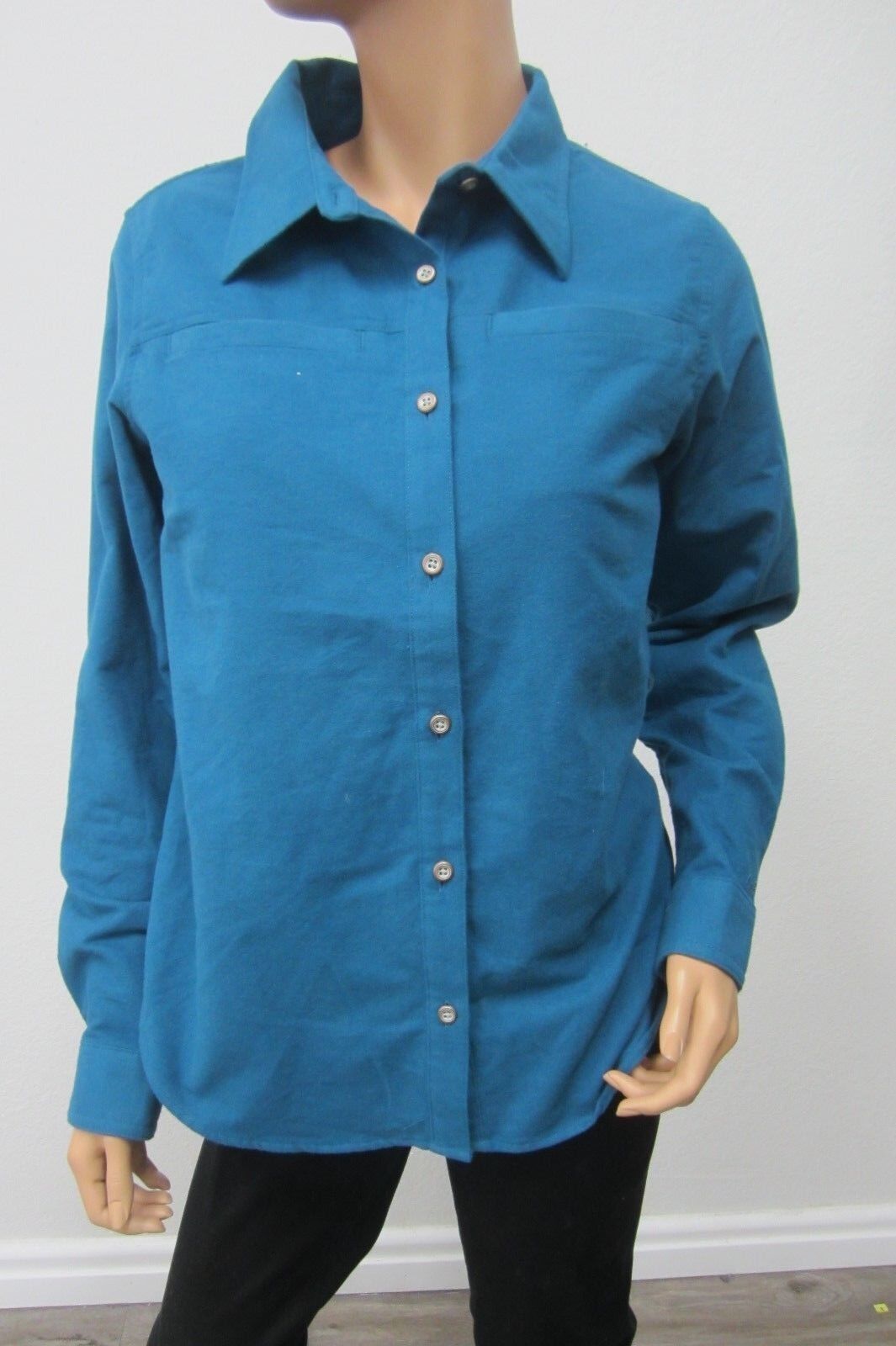 *MINT*Cabelas Women's Thick Warm Blue Flanel Regular Long Sleeve Shirt Sz Med