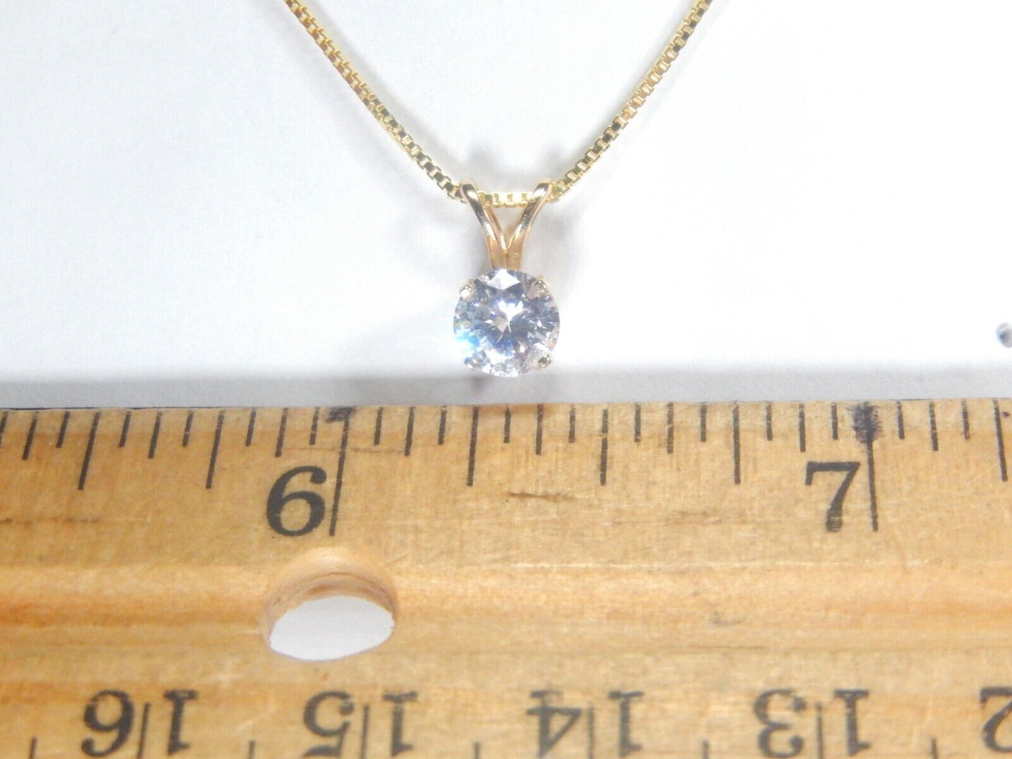 14 Karat Yellow Gold 1/2 Ct Round Cubic Zirconia  Solitaire Pendant w/18"chain