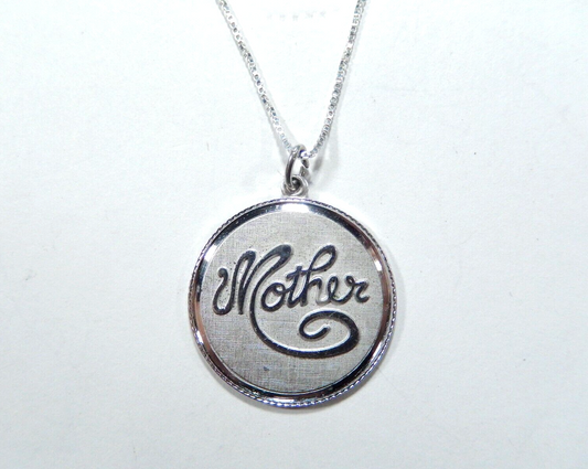 *VINTAGE* Beautiful Round Mother Charm or Pendant 925 Sterling Silver for Mom 1"