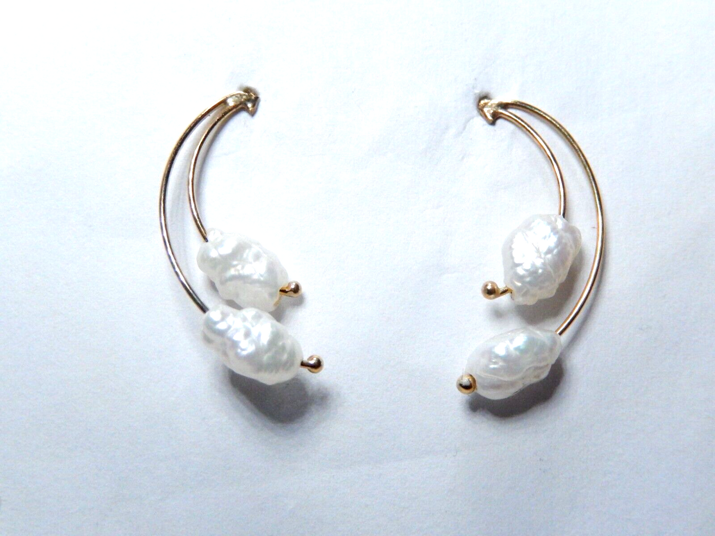 *NEW*   14K Solid Yellow Gold Rice Pearl Earrings