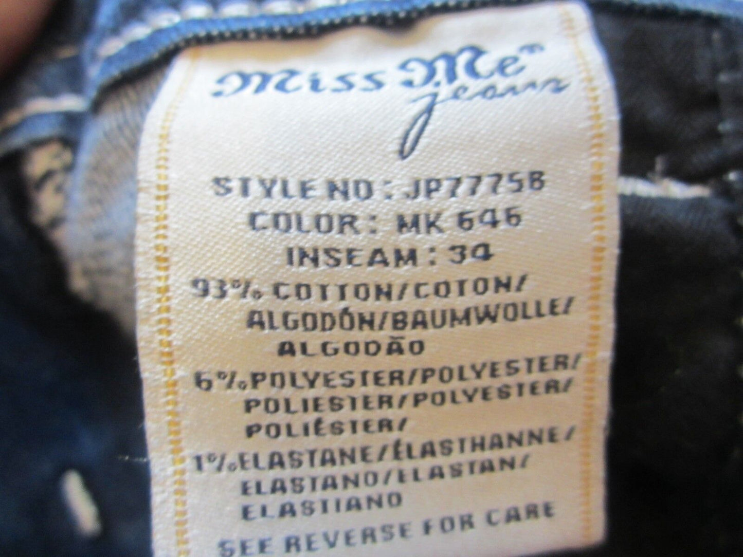 Buckle MISS ME Embellished Signature Boot Cut Stretch Jeans 27 x 34 NWT