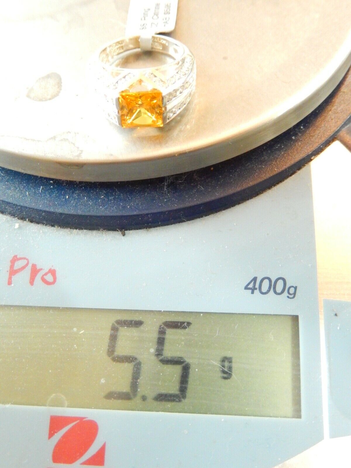 *STUNNING*  Sterling Silver 3.0 CT Citrine  and CZ Ring Size 6.25