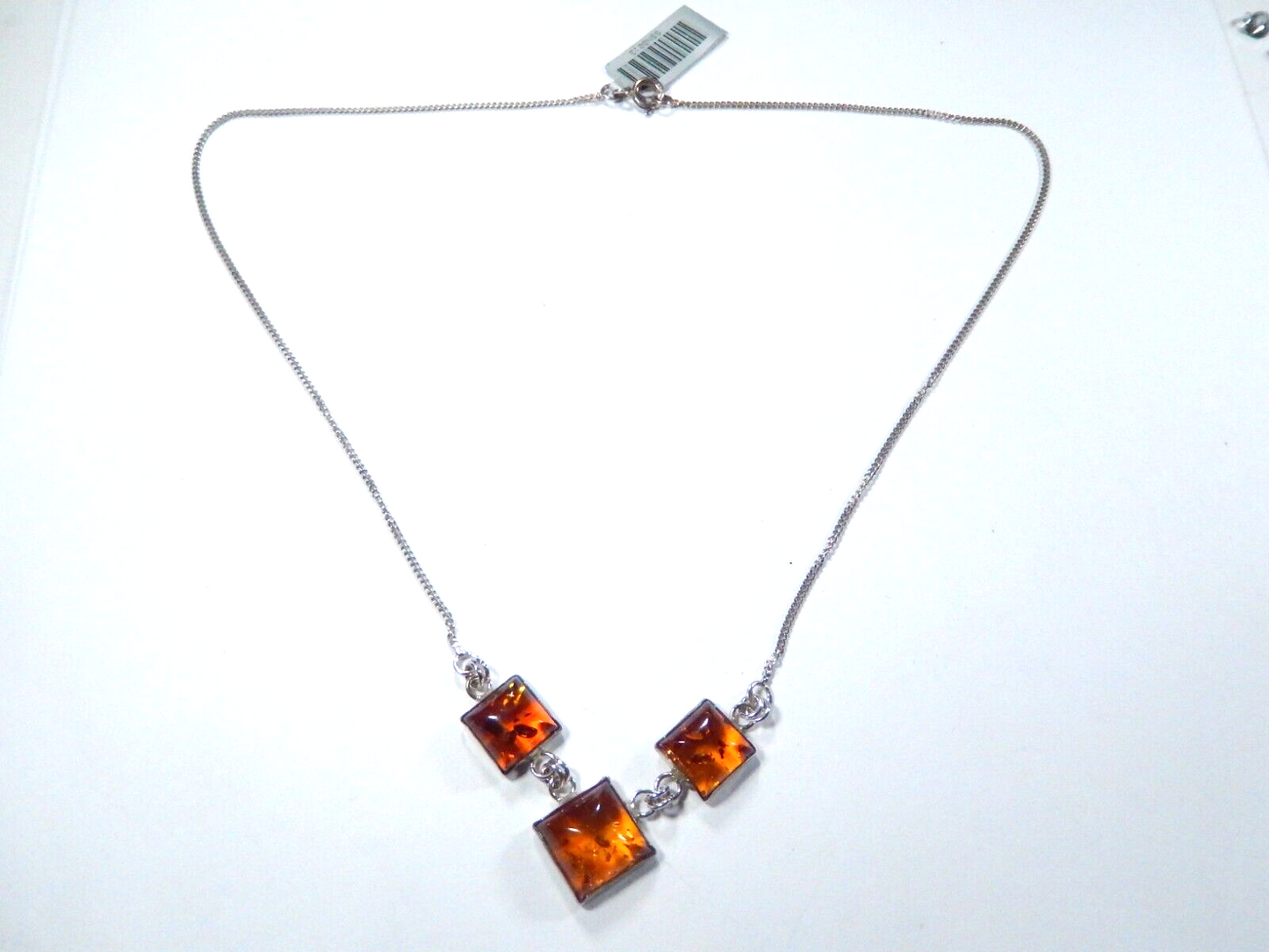 *VINTAGE*  Baltic Amber Sterling Silver Pendant Necklace 925 Cool Piece! 16"