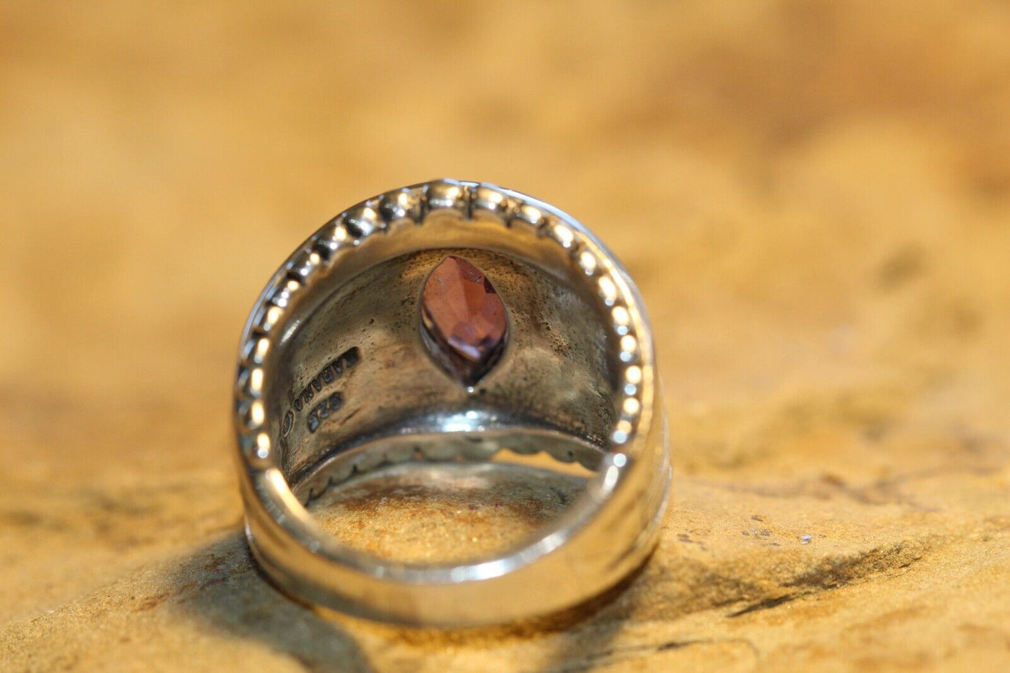 *VINTAGE*  Designer KABANA Amethyst 925 Sterling Silver Filigree Ring Size 7.5