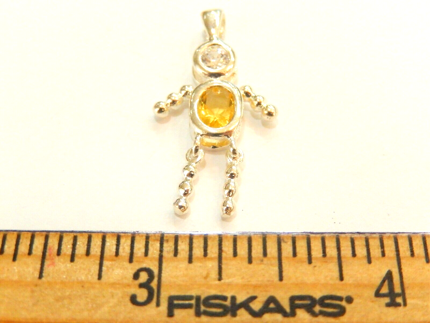 Citrine November Sterling Silver Birthstone Baby Boy Pendant / Charm