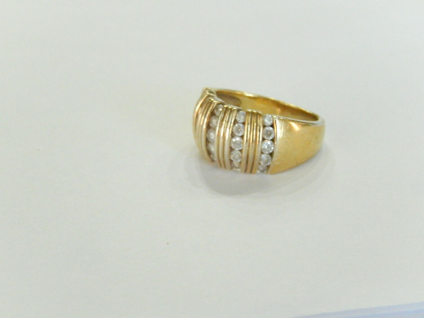 *VINTAGE* 14K Gold Vermeil Sterling CZ Cubic Zirconia Dome Ring Size 9.25