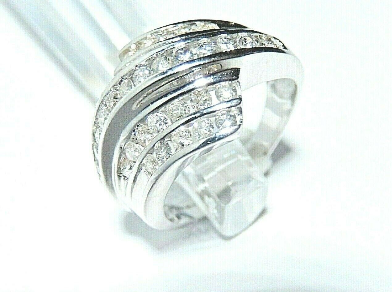 *NWT* 14K White Gold 2/3CT VS Natural Diamond Bypass Ladies Ring  Size 7.75
