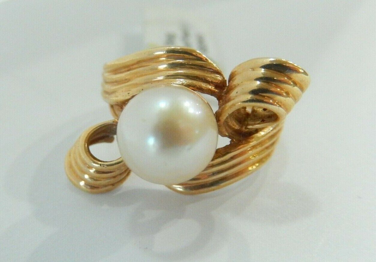 *VINTAGE*  8.5mm South Sea Golden Pearl  14k Yellow Gold Ladies  Ring Sz 6.5