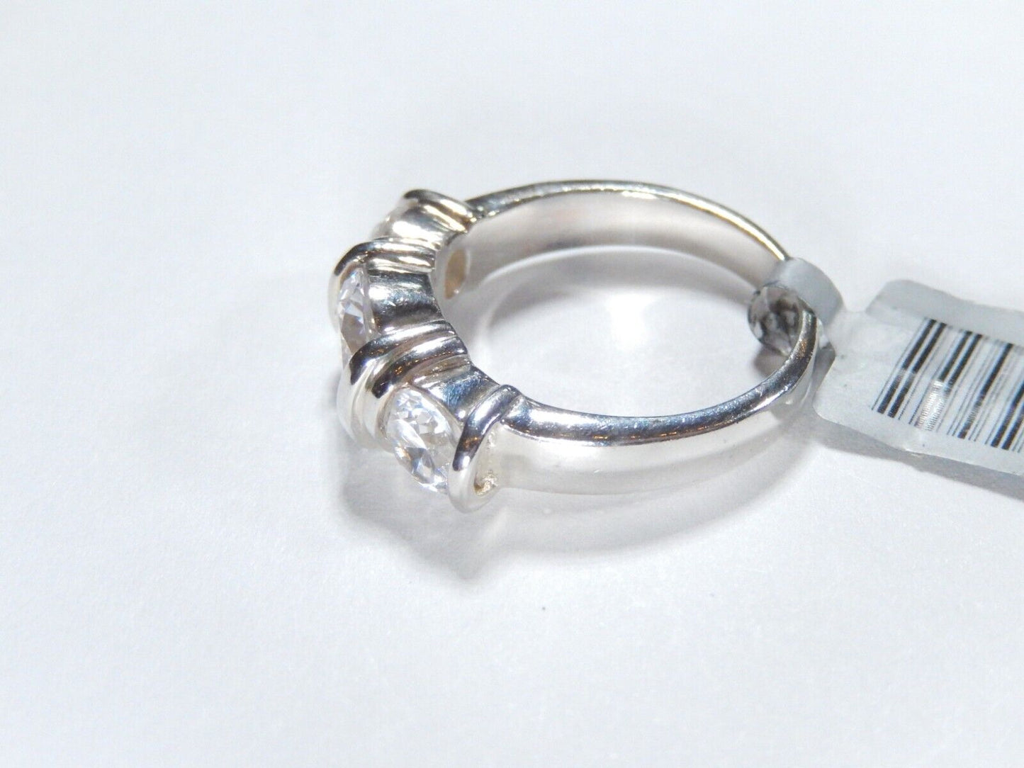 *VINTAGE*  Sterling Silver Three Stone 1.25 CT Round Cut CZ Engagement Ring Sz 5