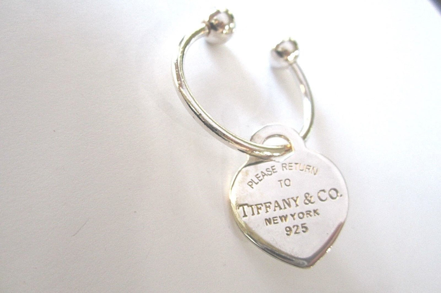 *MINT*   Tiffany & Co. Please Return To Sterling Silver Heart Key Ring