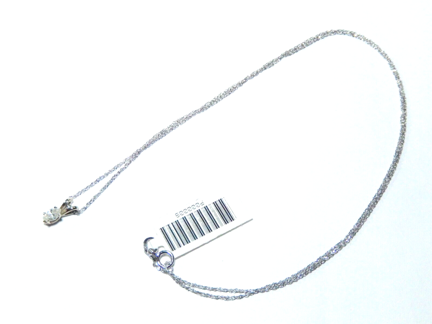 14K White Gold 1/5ct Fancy MarquiseNatural Diamond Solitaire Pendant w/17" chain