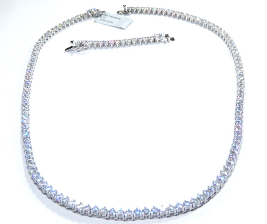 925 Sterling Silver 3.75mm Round Cut 3 Prong CZ Tennis Necklace 16" & 2" Extend