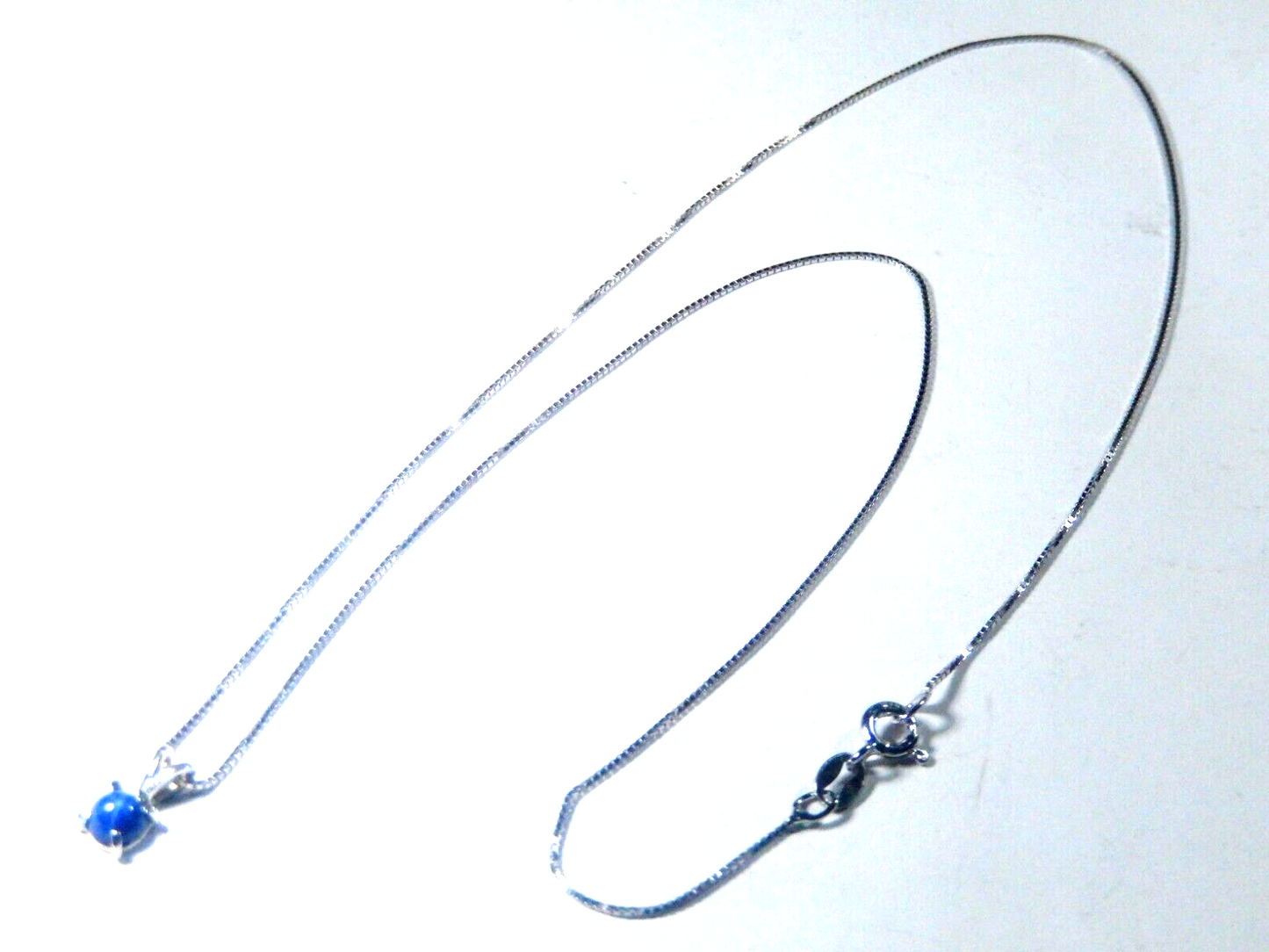 *VINTAGE* 14k White Gold 5mm Blue Star Sapphire Diamond Pendant w/18"chain