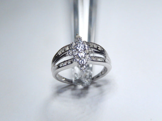 10K White Gold 14 Natural  Diamond Engagement Wedding Ring Sz 7
