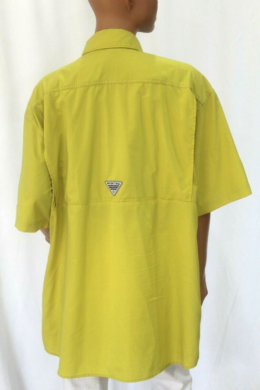 Columbia PFG Omni-Shade Yellow Vented Fishing Shirt Men's Large