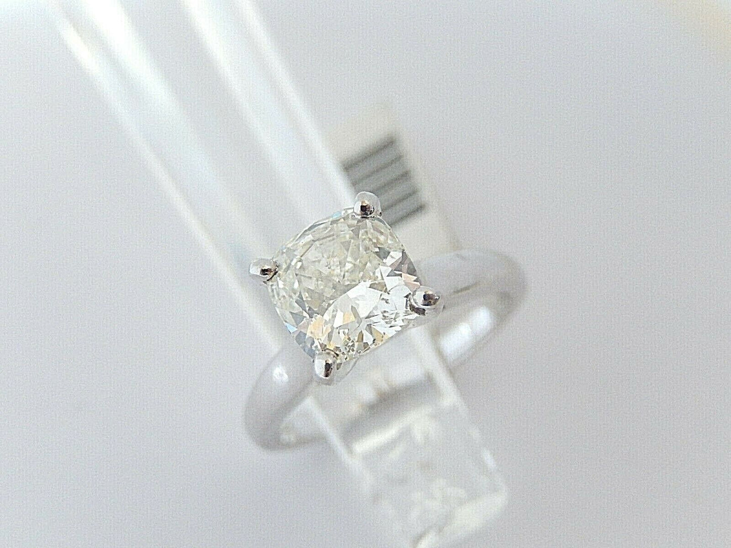 NATURAL NOT ENHANCED 1.5 CT SI1 CUSHION DIAMOND SOLITAIRE RING 14K WHITE GOLD