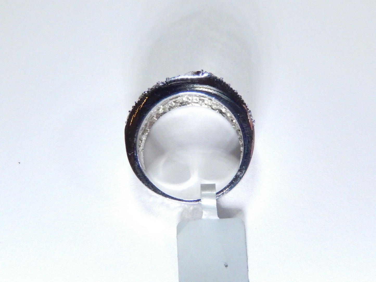*VINTAGE*  Sterling Silver .50 CT Pave CZ Cluster 11 mm Wide Band Ring Sz 5.75