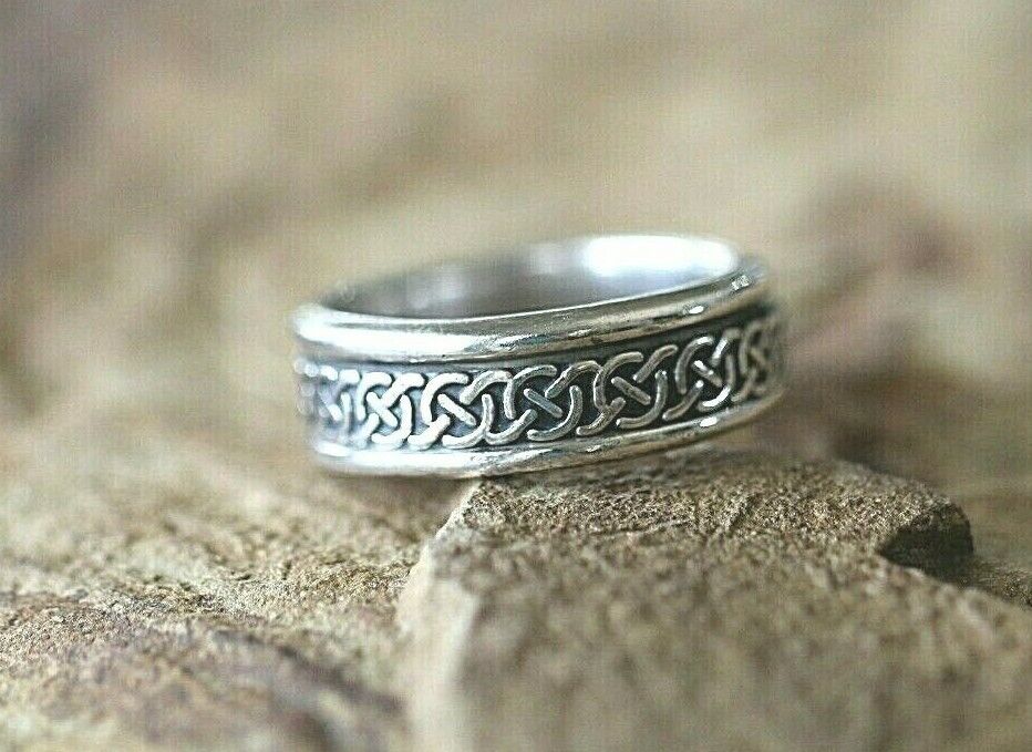 *VINTAGE*  Native American Sterling Silver Geometric Spinner Ring Size 10.5