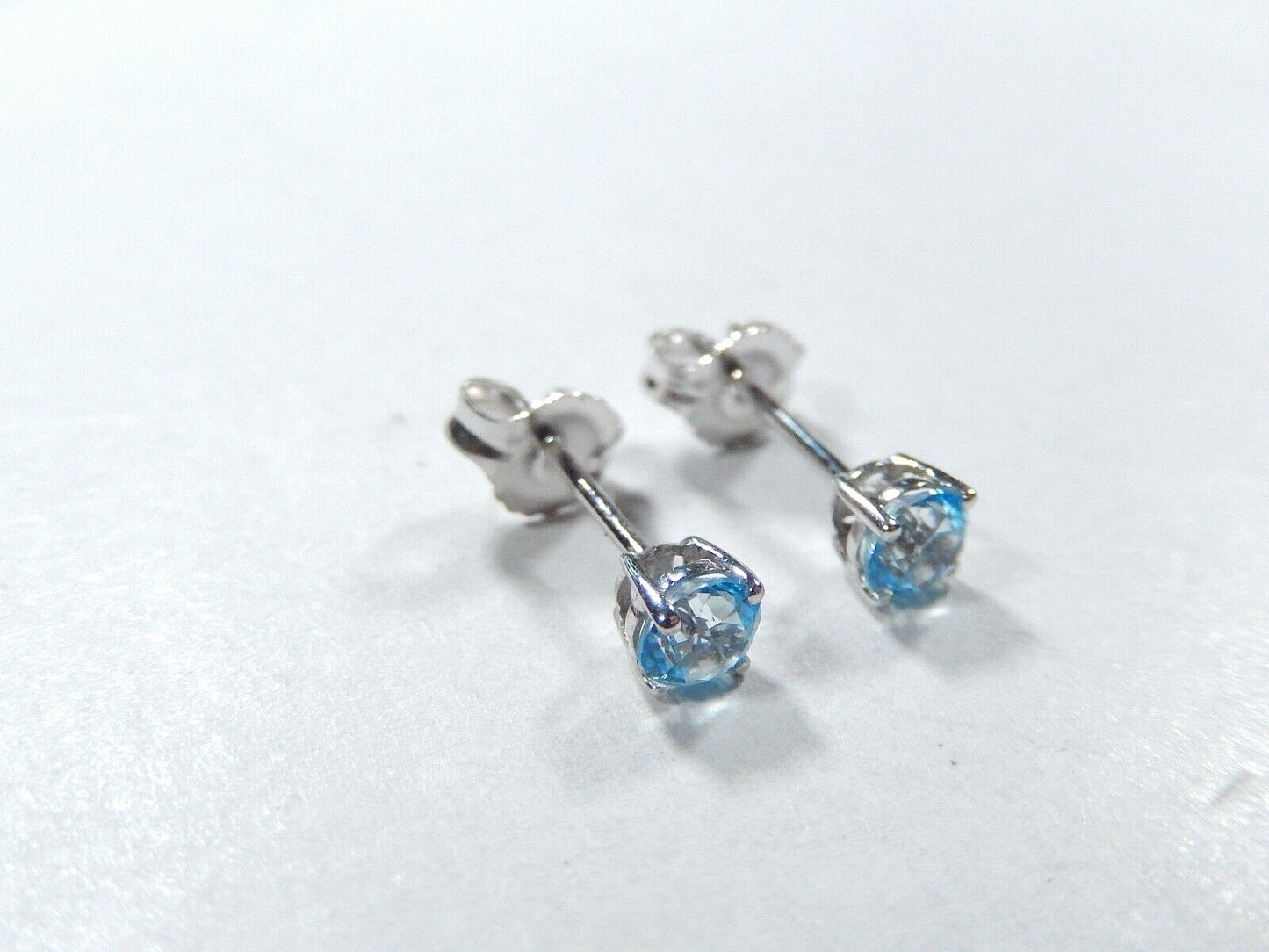 14K White Gold .50CT TW Aquamarine Stud Earrings March Birthstone