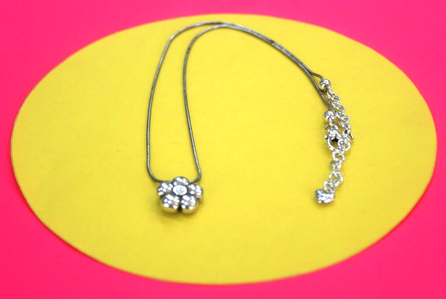 RETIRED BRIGHTON 16"-18" Chain with Petal Scroll Flower Crystal Pendant