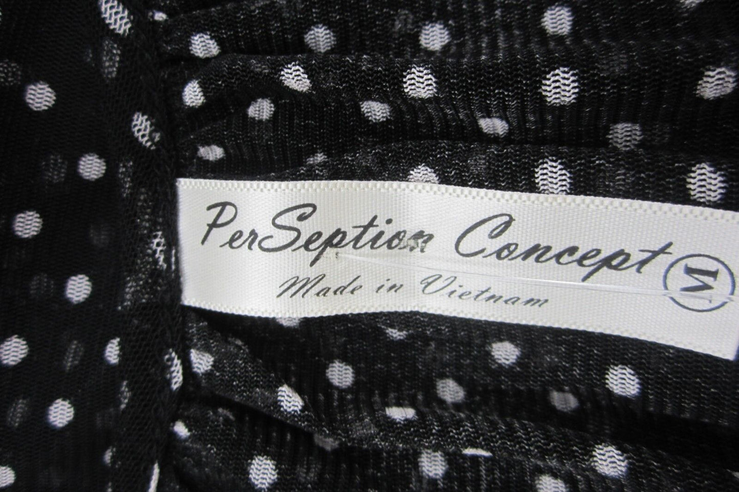 *NWT*  PerSeption Concept Black/White Poka Dot Chiffon  Top Blouse Size Med