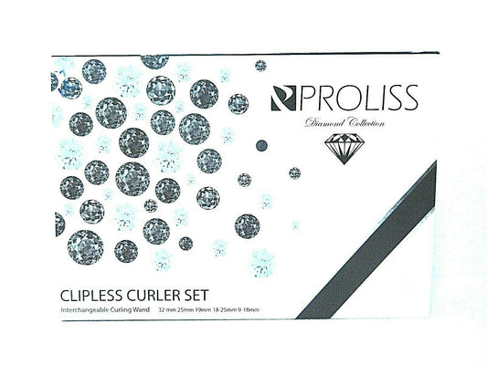 Proliss Diamond Collection 5P Curling Iron Wand 5-Piece Clipless Curler GIFT SET