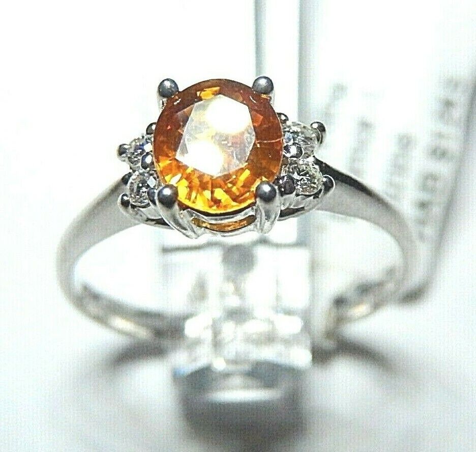 *NWT* 14k White Gold Oval Citrine And Diamond Ring Size 6