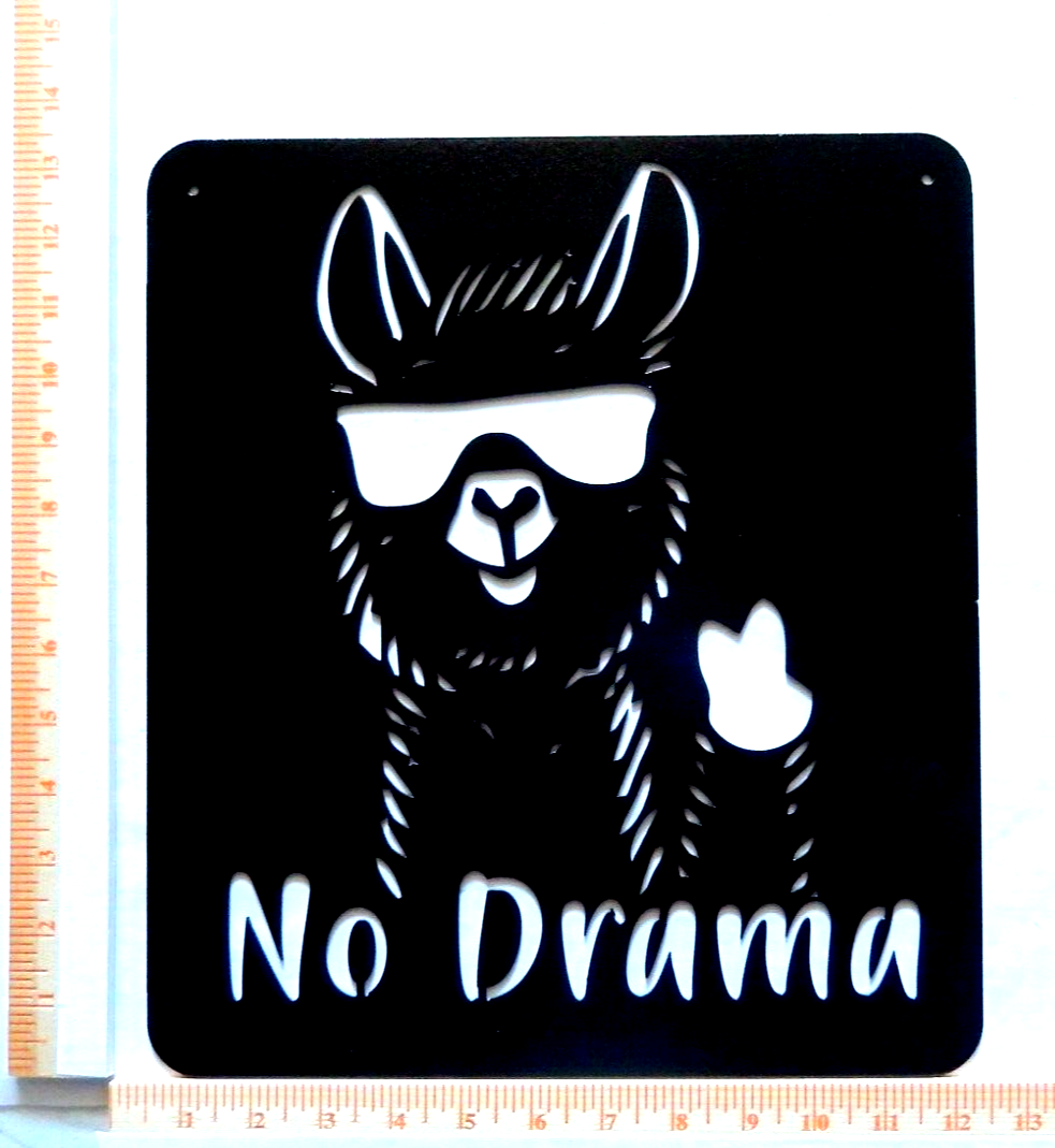 ~NEW~ LARGE 14ga. "DOG - NO DRAMA" Metal Wall Art - 13.5" X 12"