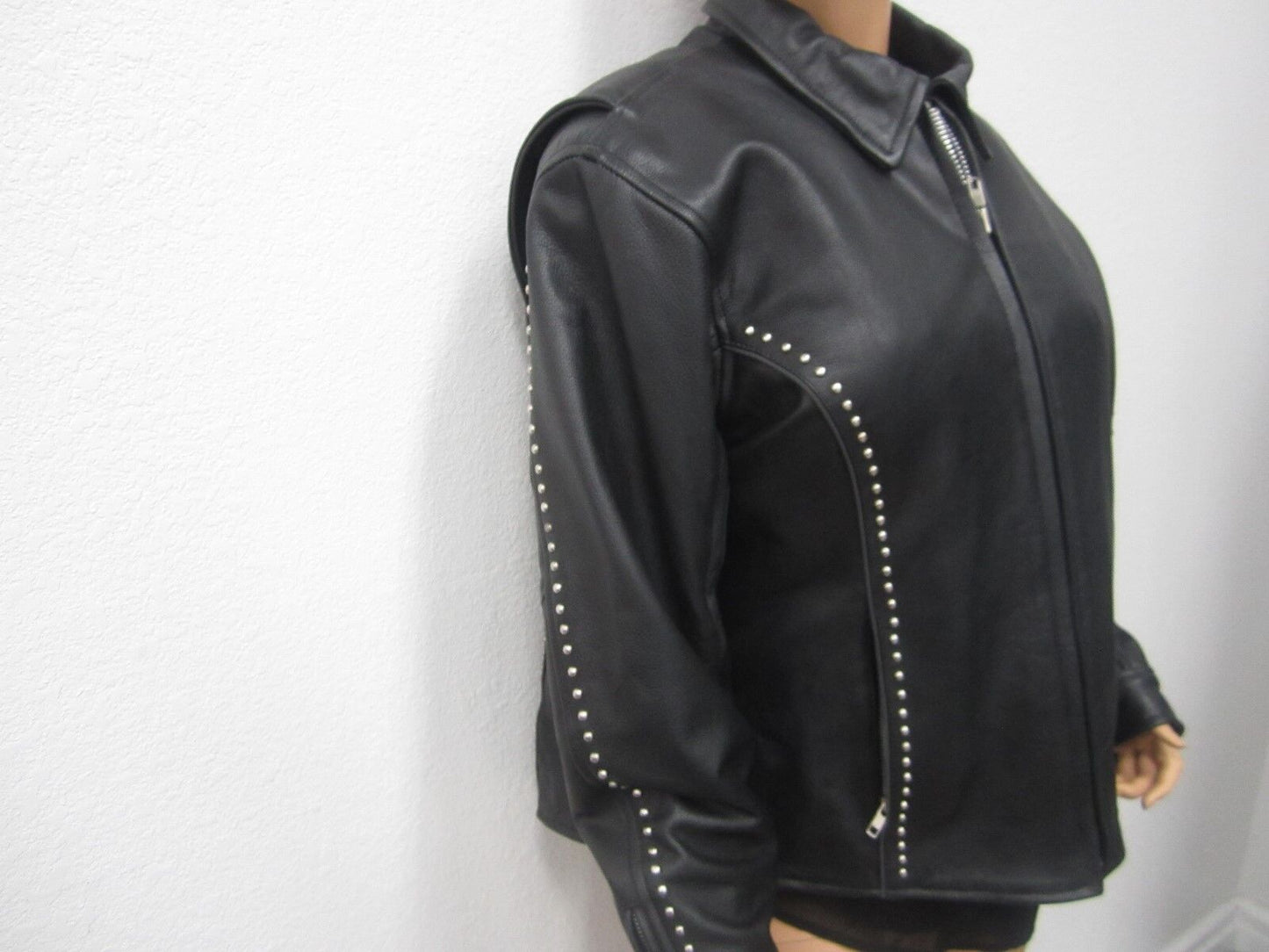 NEW Heavy Hot Leathers Women's Motorcycle Black Stud Leather Jacket Size 2XL