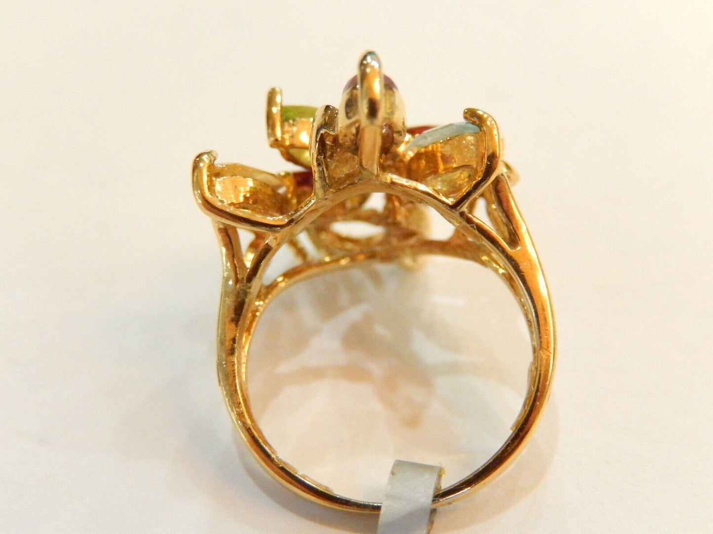 *VINTAGE*  14K Gold Vermeil Sterling Silver Multi Gem Ring - Size 5.25