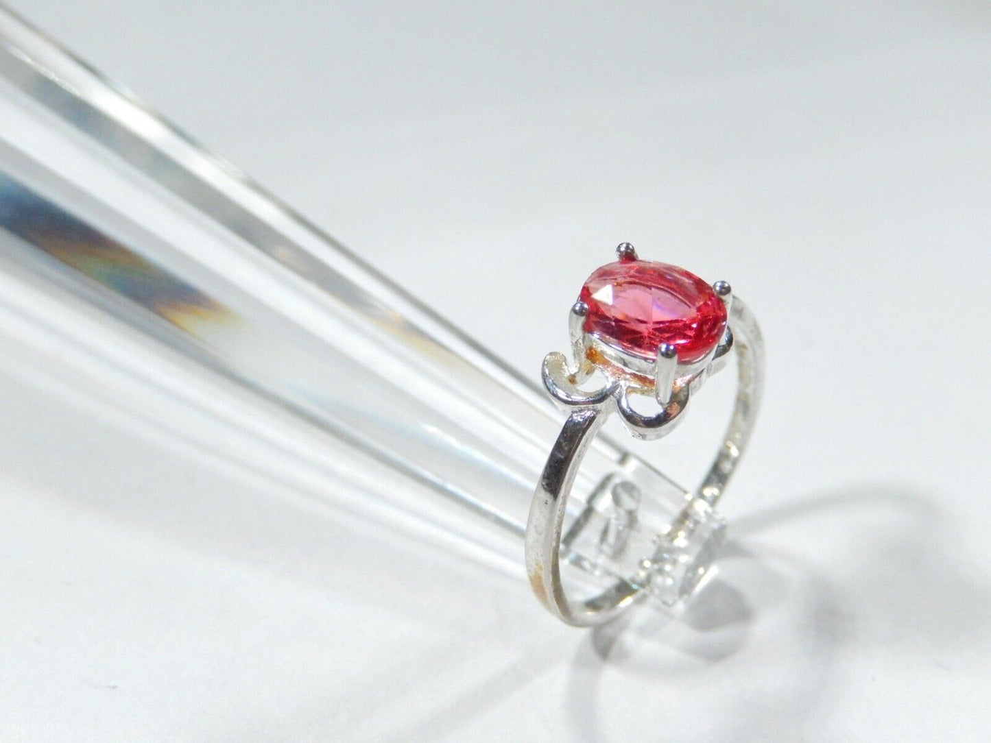 *VINTAGE*  1.00 Carat AAA Oval Red Tourmaline Sterling Solitaire Ring Sz 9