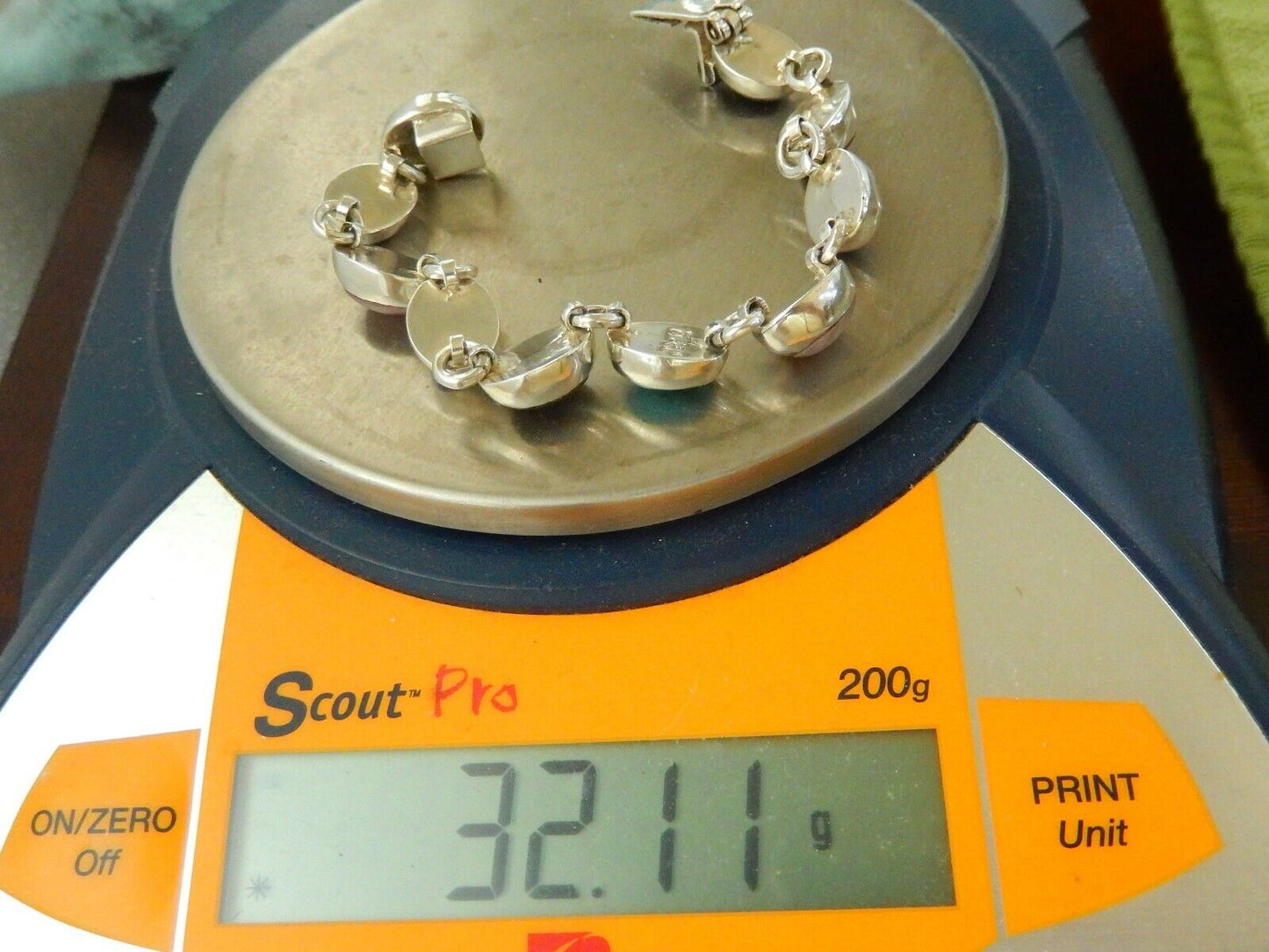 Vintage MEXICO TAXCO 925 Sterling Silver Bracelet Multi Gem Link Bracelet 7"