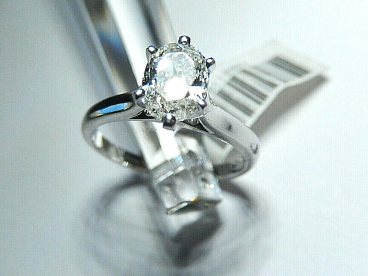 1.00 CT H/-VS2 Oval Natural Diamond Solitaire Engagement Ring 14K White Gold