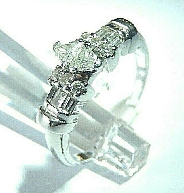 *VINTAGE*   14K WHITE GOLD 3/4 CT VS NATURAL DIAMOND ENGAGEMENT RING SIZE 8.75