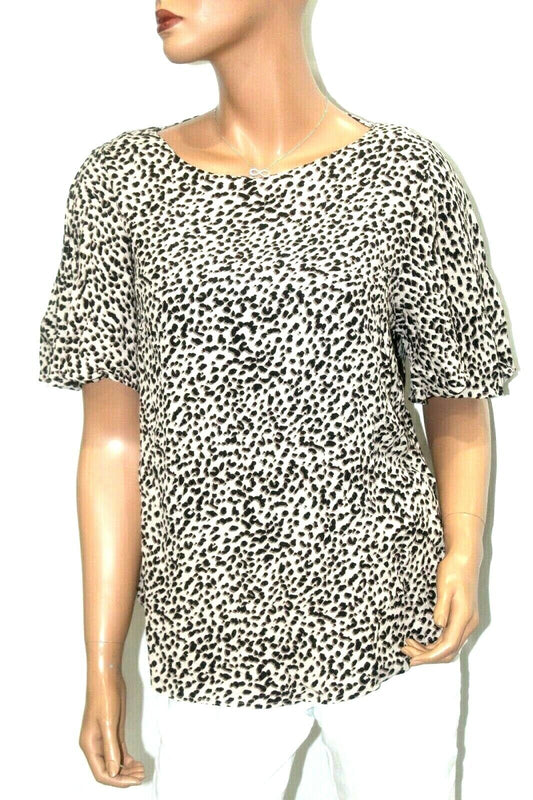 *NWT* H&M Pullover Animal Print Leopard Ruched Short Sleeve Shirt Top Size 14