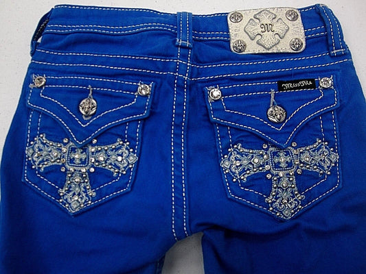 NWOT Miss Me Girls JK5046P14 Capri Stretch True Blue Jeans size 10 x 18"