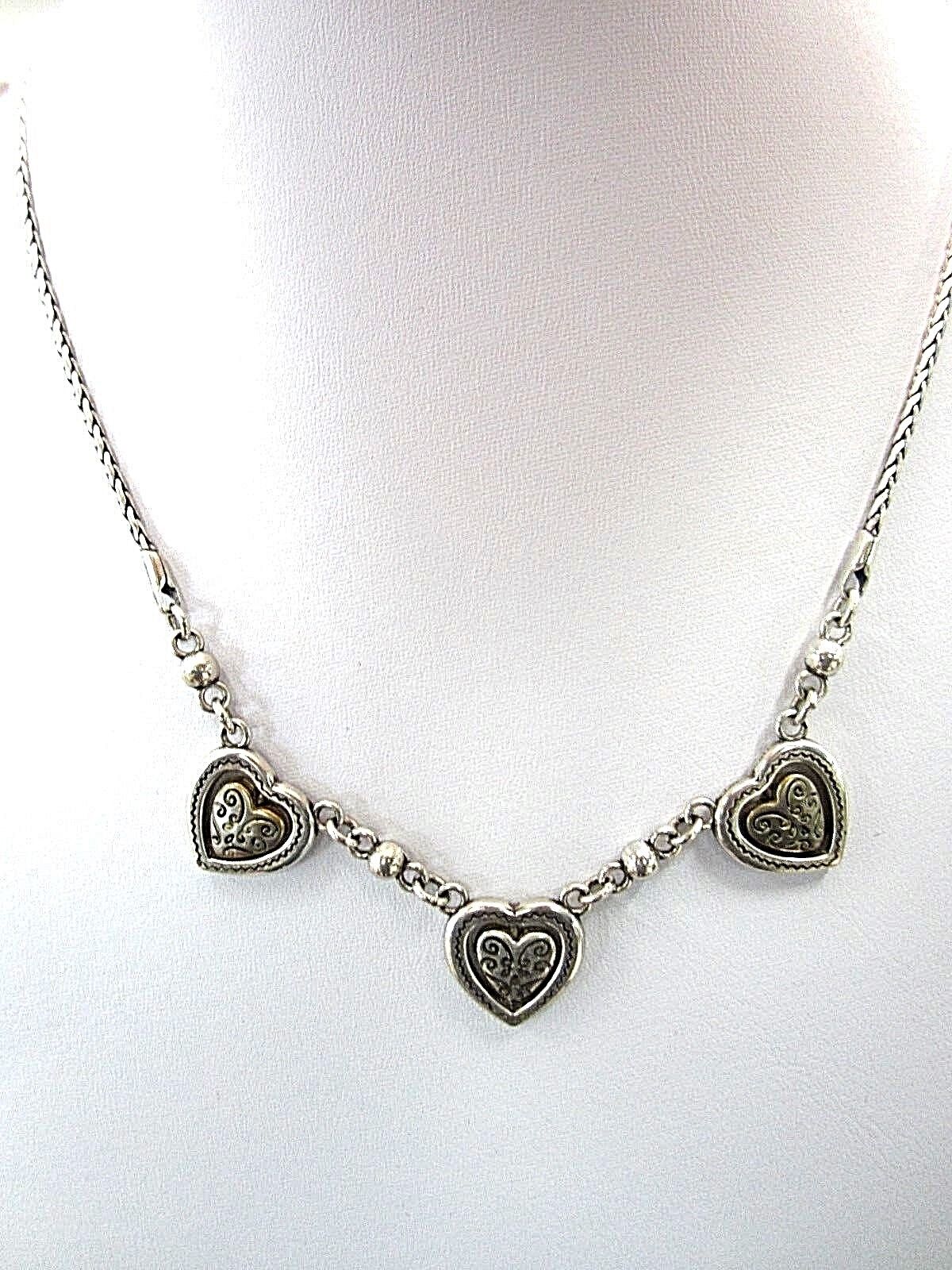 RETIRED Brighton Rotating Gold & Silver Decorative Plated Hearts Necklace