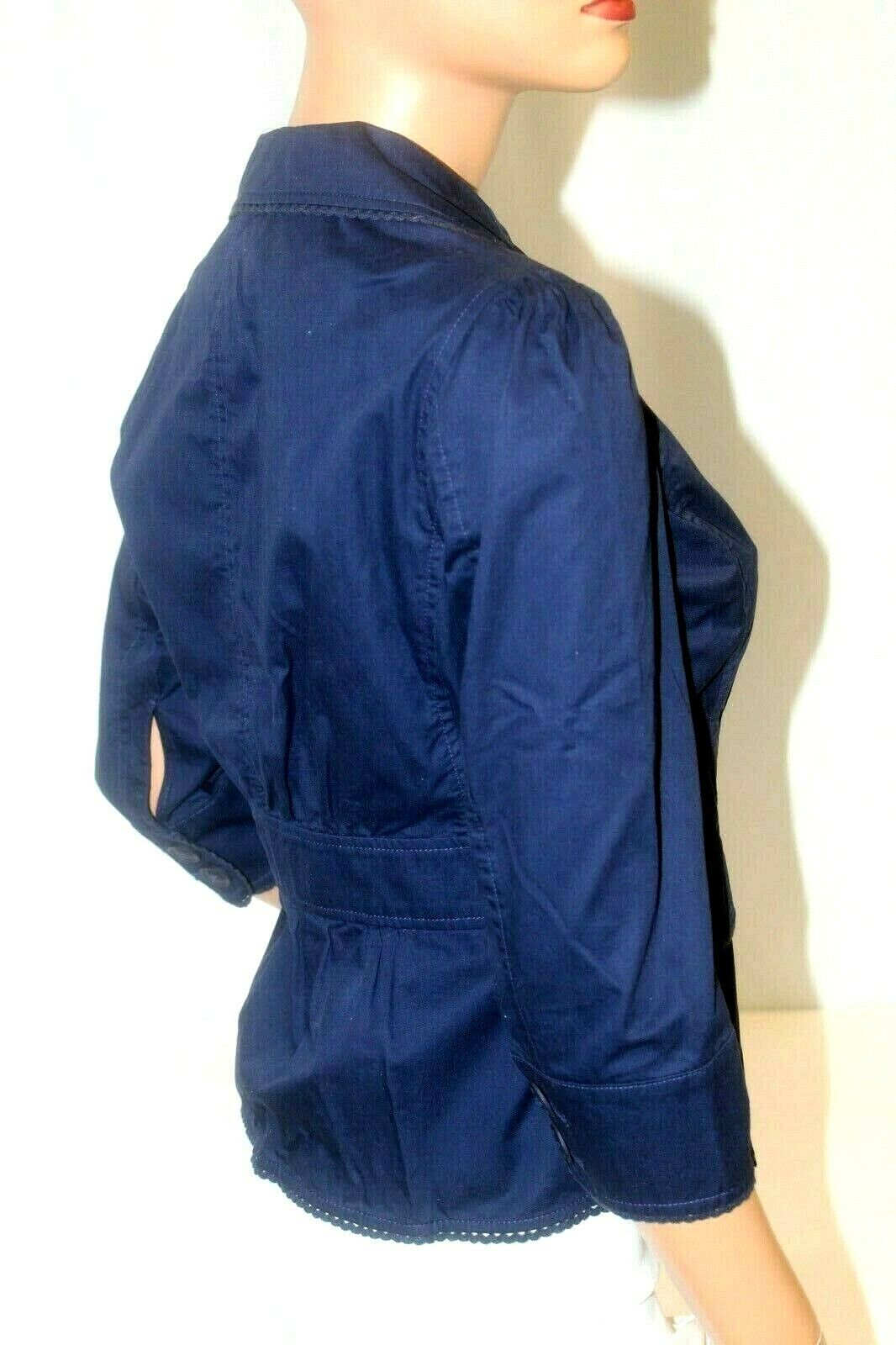 *MINT* L.L. Bean Women's 100% Cotton 3 Button Solid Navy Blue Blazer Jacket Sz 6