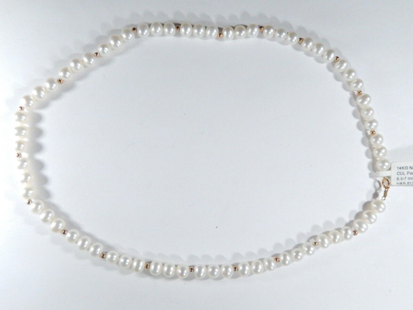 *VINTAGE* 7.0mm Cultured Pearls with 14k Yellow Gold Beads 18" Necklace