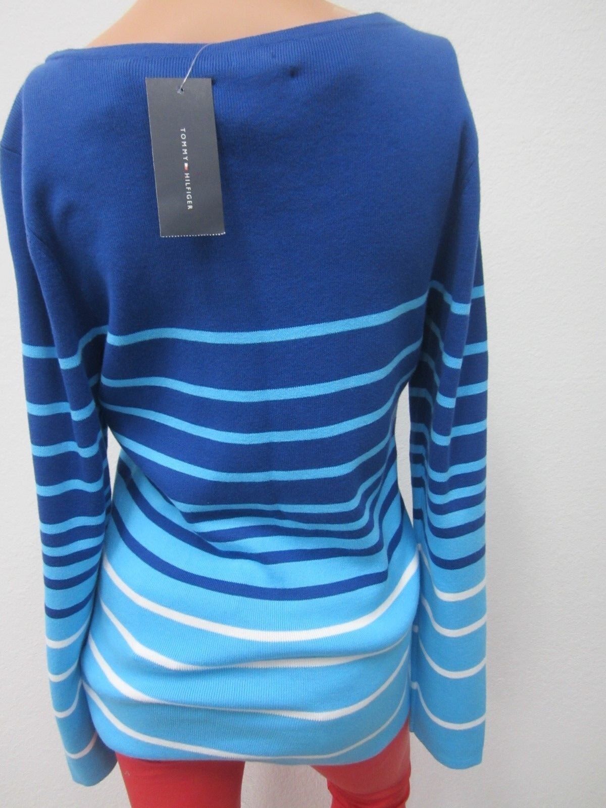 NWT Tommy Hilfiger Women's Crewneck Blue Stripe Sweater Size: XL