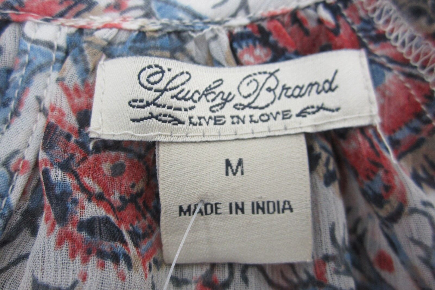 *NWT* Lucky Brand SUPER CUTE  Floral Sheer Panel Long Sleeve Blouse Top Size Med