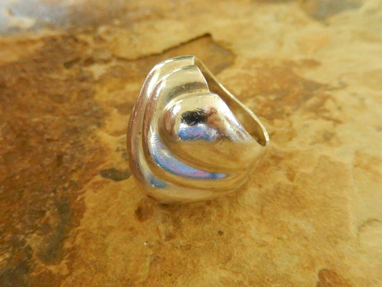 *VINTAGE*  Lrg Modernist Mexico Sterling Silver Sculptural HEAVY RING size 7.75