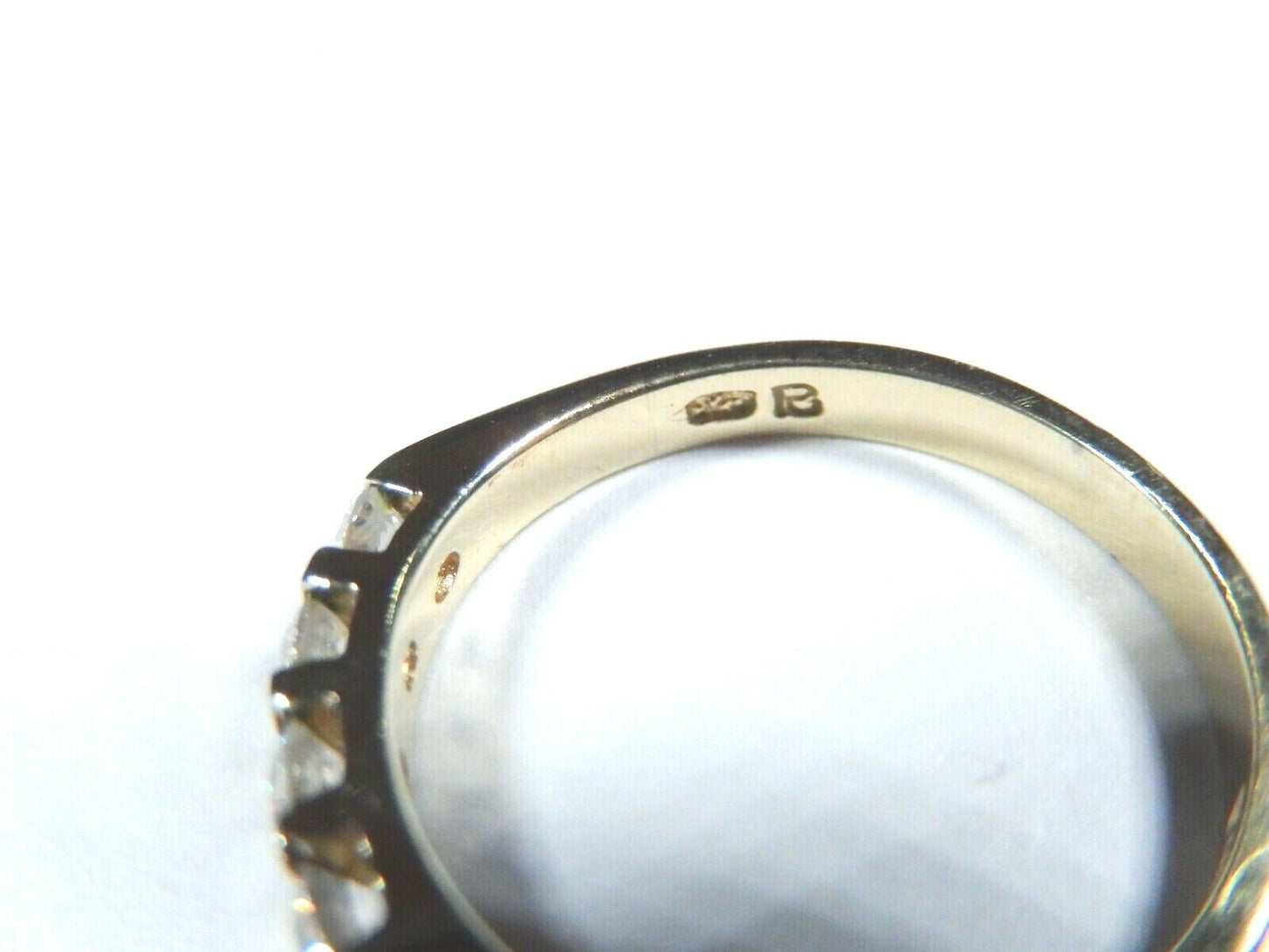 Sterling Silver Gold Vermeil Clear .75CT CZ Wedding Anniversary Band Ring Sz 6,5